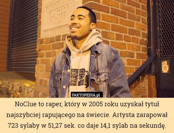 NoClue to raper, który w 2005 roku uzyskał tytuł najszybciej rapującego...