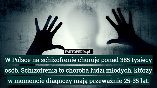 W Polsce na schizofrenię choruje ponad 385 tysięcy osób. Schizofrenia to...