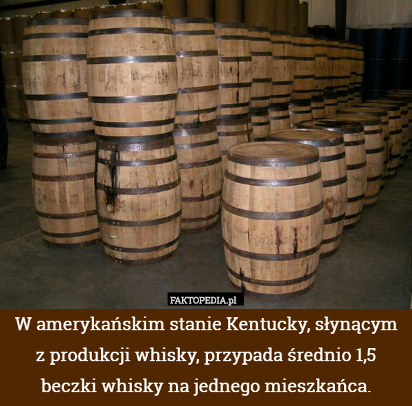 W amerykańskim stanie Kentucky, słynącym z produkcji whisky, przypada średnio...