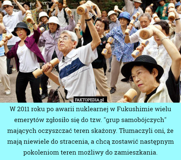 W 2011 roku po awarii nuklearnej w Fukushimie wielu emerytów zgłosiło się...