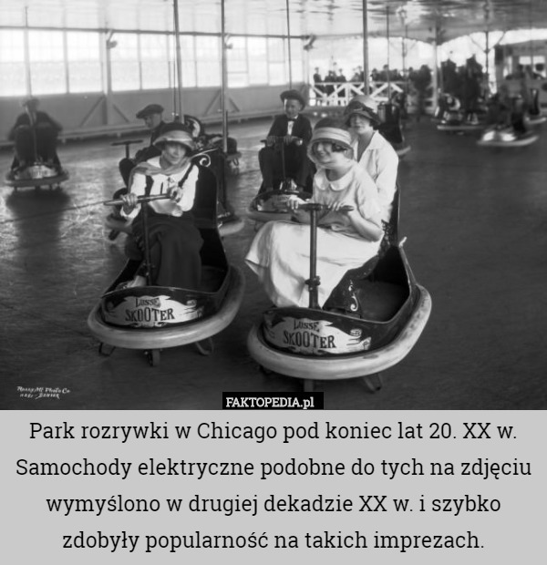 Park rozrywki w Chicago pod koniec lat 20. XX w.Samochody elektryczne podobne