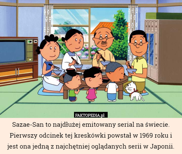 Sazae-San to najdłużej emitowany serial na świecie. Pierwszy odcinek tej