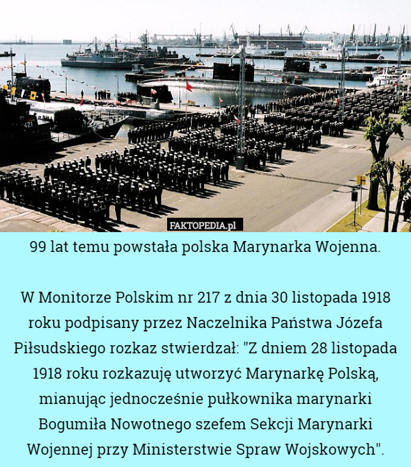 99 lat temu powstała polska Marynarka Wojenna. W Monitorze Polskim nr 217...