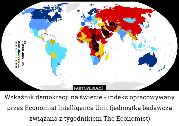Wskaźnik demokracji na świecie - indeks opracowywany przez Economist Intelligence