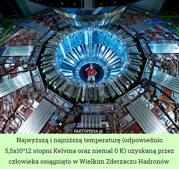 Najwyższą i najniższą temperaturę (odpowiednio 5,5x10^12 stopni Kelvina