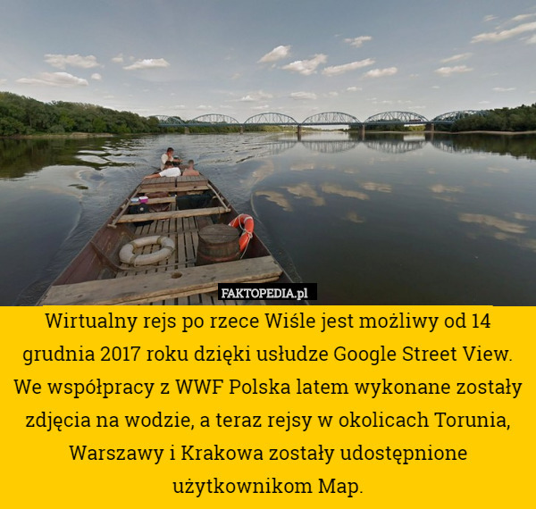 Wirtualny rejs po rzece Wiśle jest możliwy od 14 grudnia 2017 roku dzięki