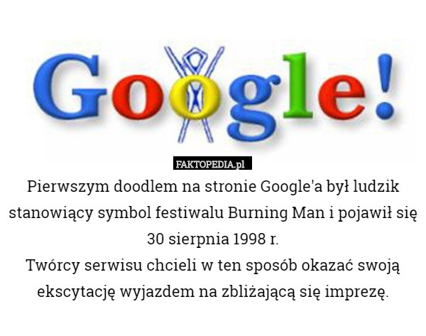 Pierwszym doodlem na stronie Google'a był ludzik stanowiący symbol