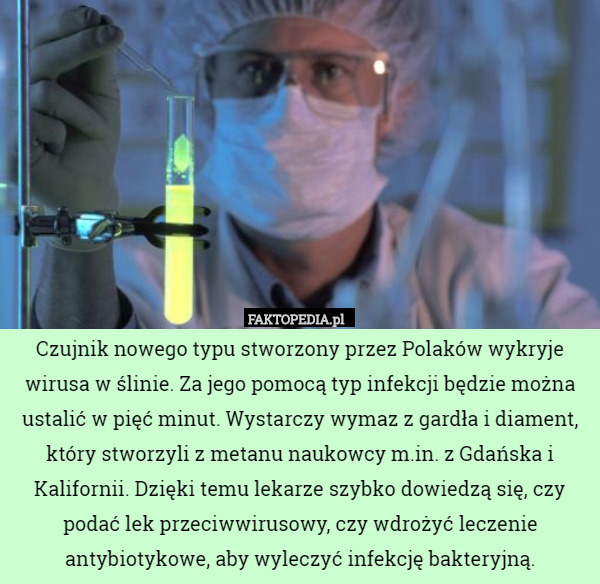 Czujnik nowego typu stworzony przez Polaków wykryje wirusa w ślinie. Za
