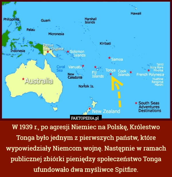 W 1939 r., po agresji Niemiec na Polskę, Królestwo Tonga było jednym z pierwszych