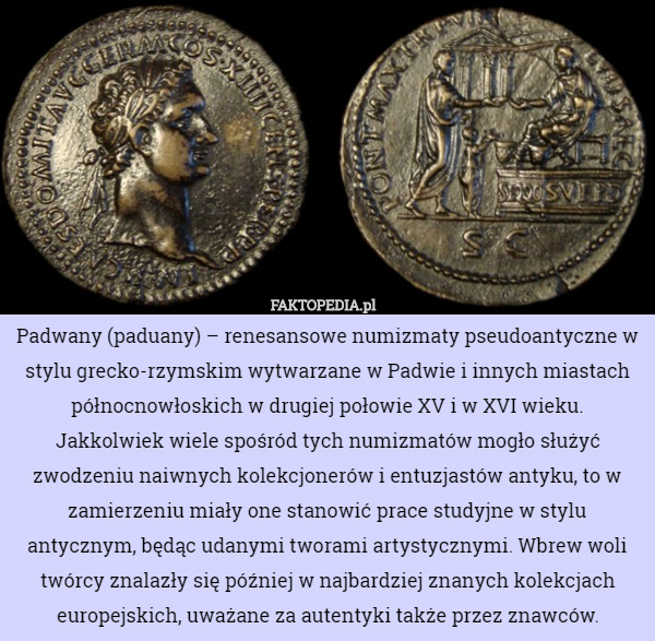 Padwany (paduany) – renesansowe numizmaty pseudoantyczne w stylu grecko-rzymskim