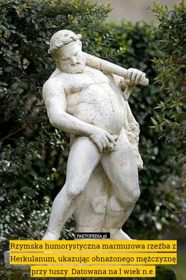 Rzymska humorystyczna marmurowa rzeźba z Herkulanum, ukazując obnażonego