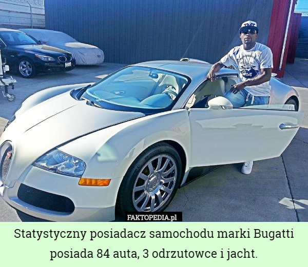 Statystyczny posiadacz samochodu marki Bugatti posiada 84 auta, 3 odrzutowce