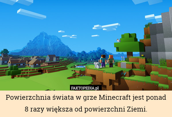 Powierzchnia świata w grze Minecraft jest ponad
8 razy większa od powierzchni