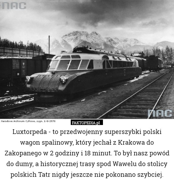 Luxtorpeda - to przedwojenny superszybki polski wagon spalinowy, który jechał
