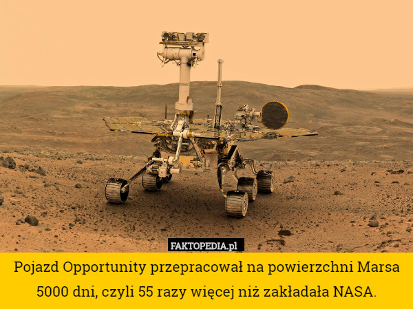 Pojazd Opportunity przepracował na powierzchni Marsa 5000 dni, czyli 55
