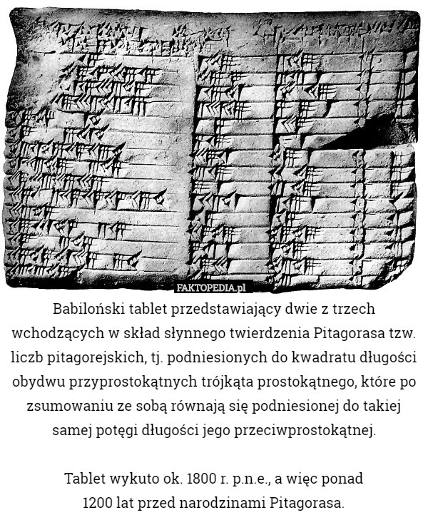 Babiloński tablet przedstawiający dwie z trzech wchodzących w skład słynnego