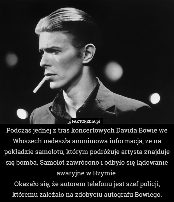 Podczas jednej z tras koncertowych Davida Bowie we Włoszech nadeszła anonimowa