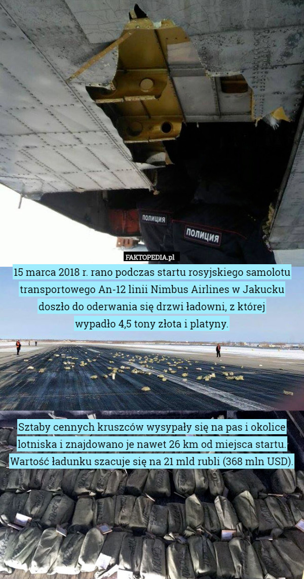 15 marca 2018 r. rano podczas startu rosyjskiego samolotu transportowego