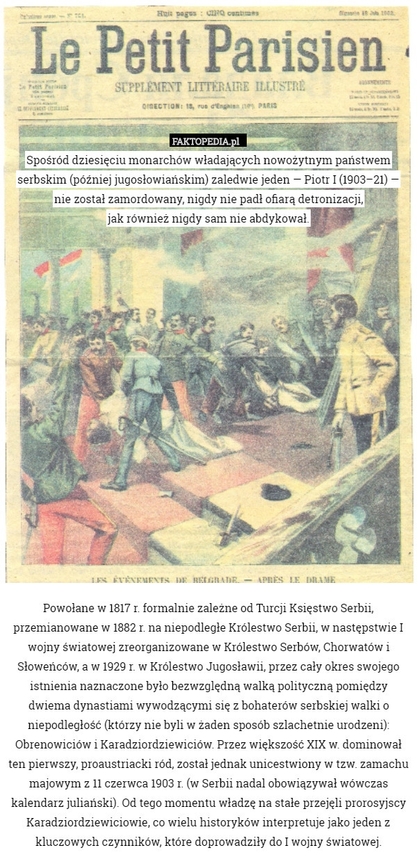 Spośród dziesięciu monarchów władających nowożytnym państwem serbskim (później...
