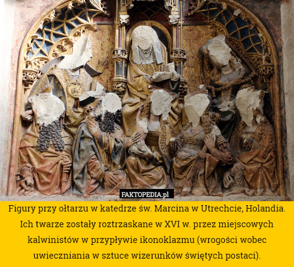 Figury przy ołtarzu w katedrze św. Marcina w Utrechcie, Holandia