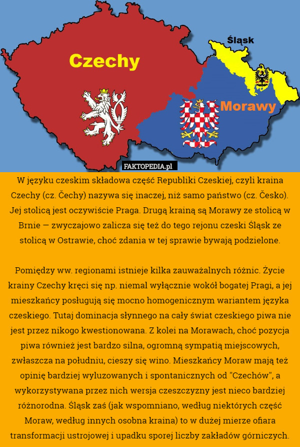W języku czeskim składowa część Republiki Czeskiej, czyli kraina Czechy