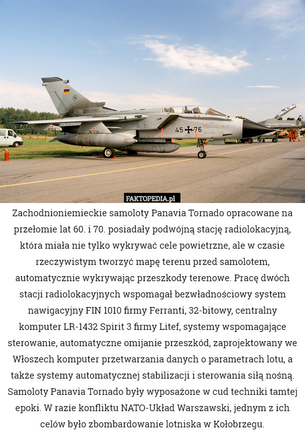 Zachodnioniemieckie samoloty Panavia Tornado opracowane na przełomie lat