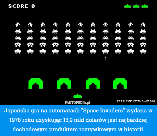 Japońska gra na automatach "Space Invaders" wydana w 1978 roku