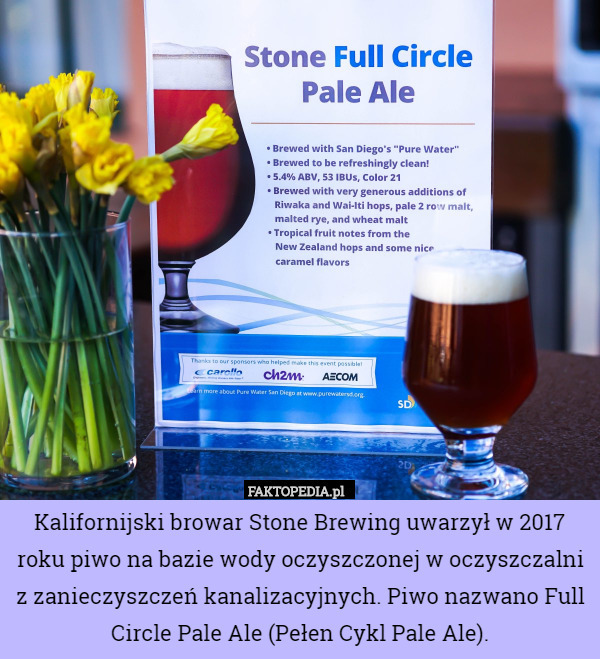 Kalifornijski browar Stone Brewing uwarzył w 2017 roku piwo na bazie wody