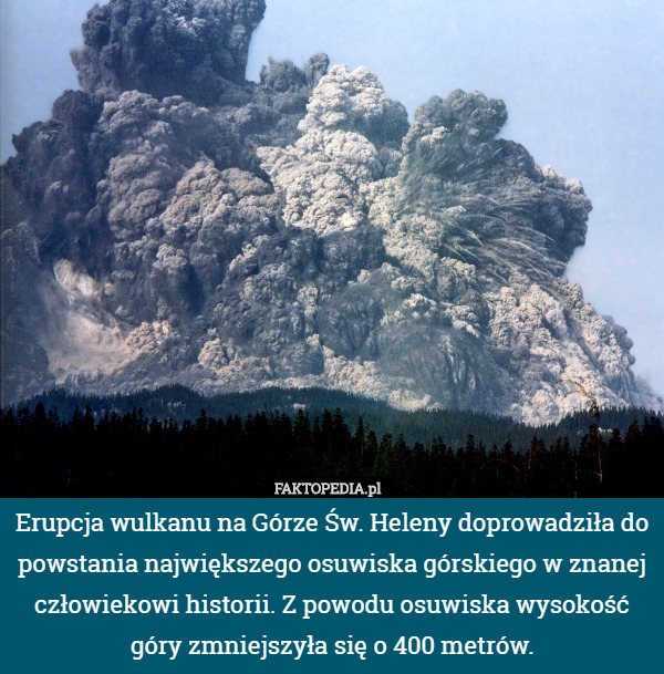 Erupcja wulkanu na Górze Św. Heleny doprowadziła do powstania największego