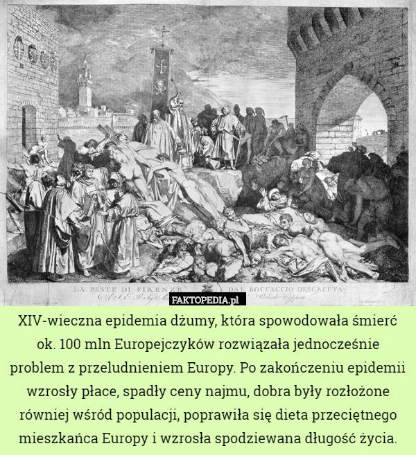XIV-wieczna epidemia dżumy, która spowodowała śmierć ok. 100 mln Europejczyków