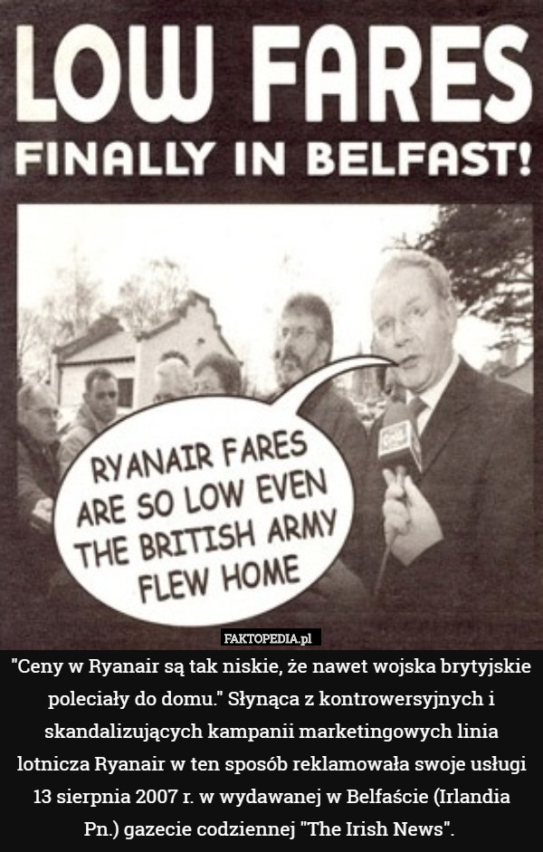 "Ceny w Ryanair są tak niskie, że nawet wojska brytyjskie poleciały