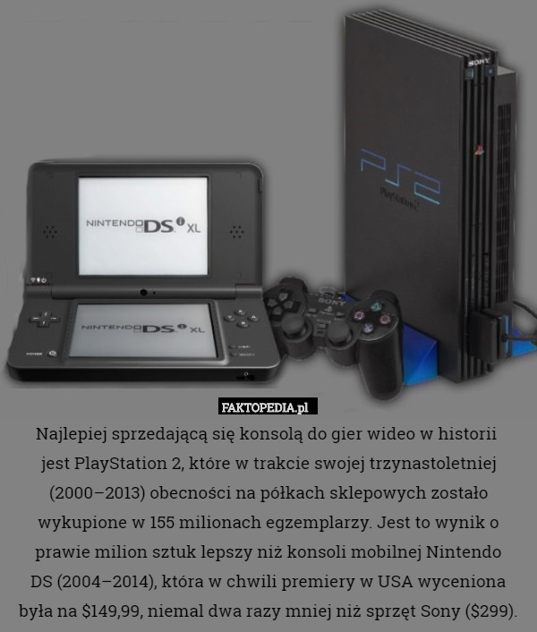 Najlepiej sprzedającą się konsolą do gier wideo w historii 
jest PlayStation