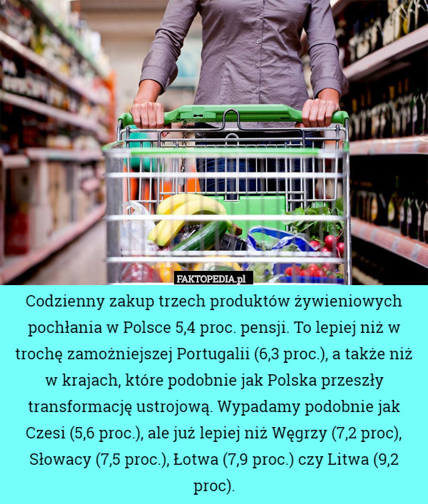 Codzienny zakup trzech produktów żywieniowych pochłania w Polsce 5,4 proc.
