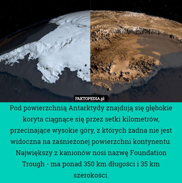 Pod powierzchnią Antarktydy znajdują się głębokie koryta ciągnące się przez