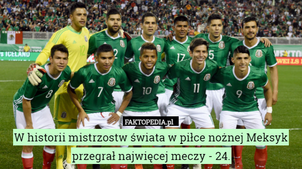 W historii mistrzostw świata w piłce nożnej Meksyk przegrał najwięcej meczy