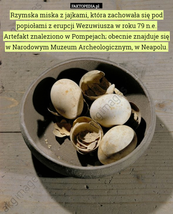 Rzymska miska z jajkami, która zachowała się pod popiołami z erupcji Wezuwiusza
