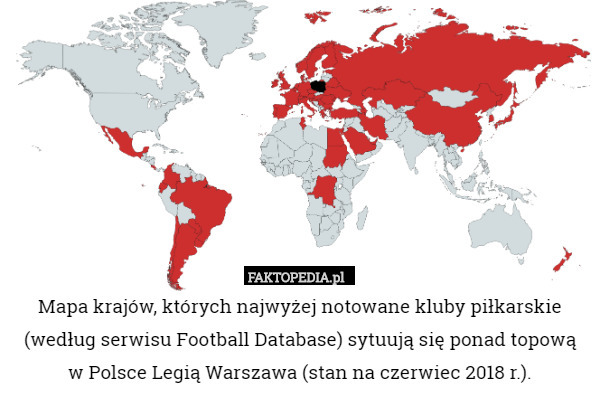 Mapa krajów, których najwyżej notowane kluby piłkarskie (według serwisu