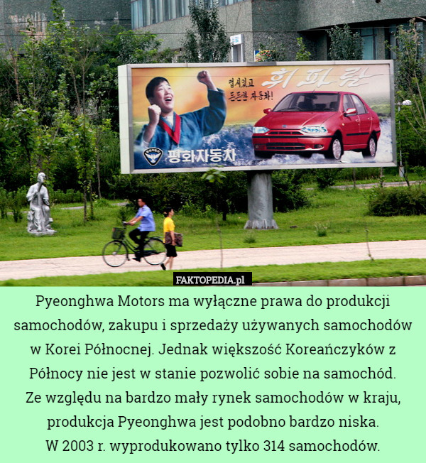Pyeonghwa Motors ma wyłączne prawa do produkcji samochodów, zakupu i sprzedaży