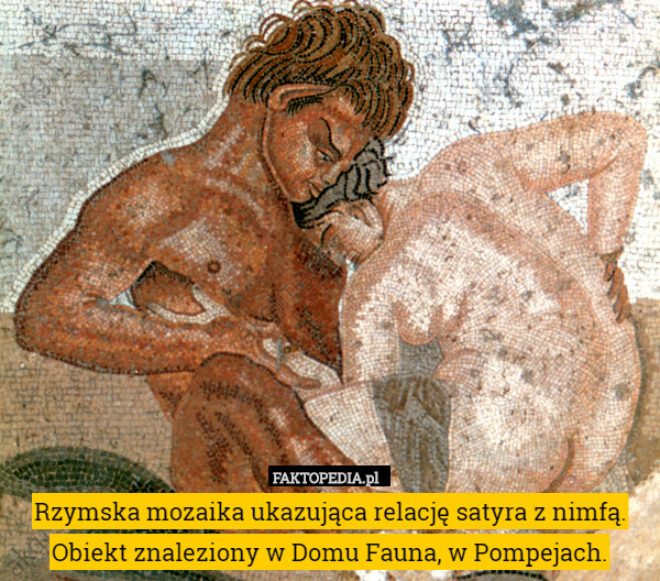 Rzymska mozaika ukazująca relację satyra z nimfą. Obiekt znaleziony w Domu