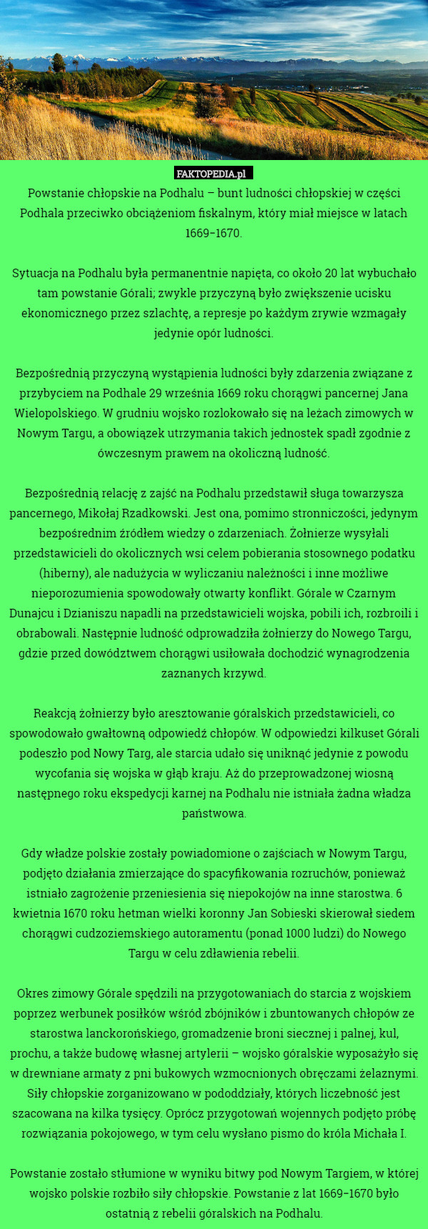 Powstanie chłopskie na Podhalu – bunt ludności chłopskiej w części Podhala