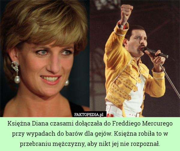 Księżna Diana czasami dołączała do Freddiego Mercurego przy wypadach do