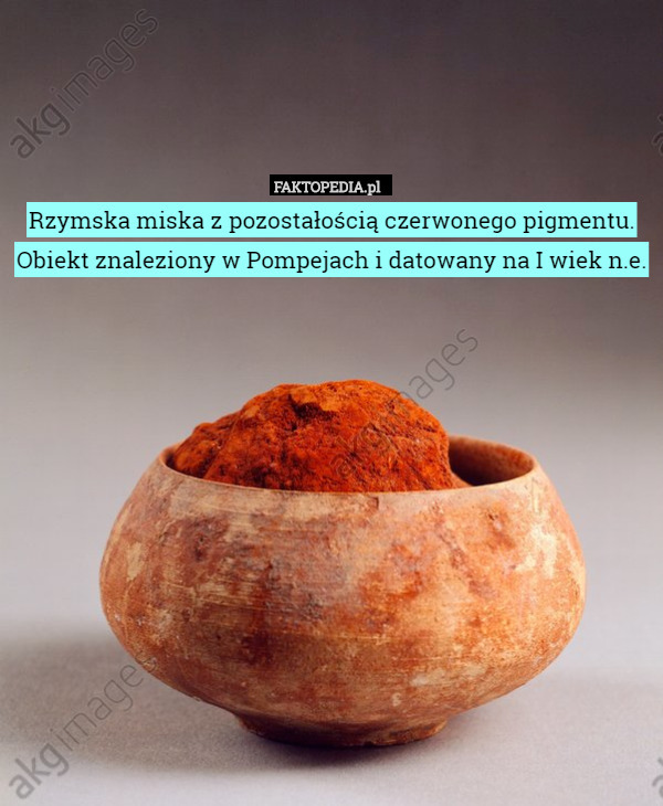 Rzymska miska z pozostałością czerwonego pigmentu. Obiekt znaleziony w Pompejach