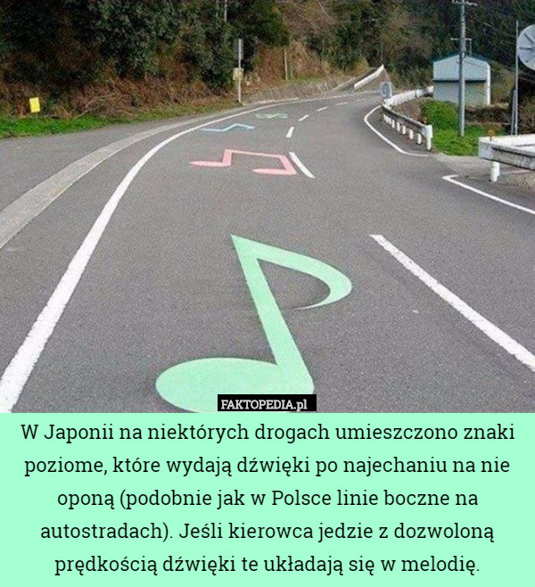 W Japonii na niektórych drogach umieszczono znaki poziome, które wydają