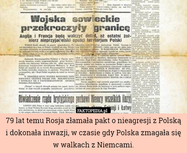 79 lat temu Rosja złamała pakt o nieagresji z Polską i dokonała inwazji...