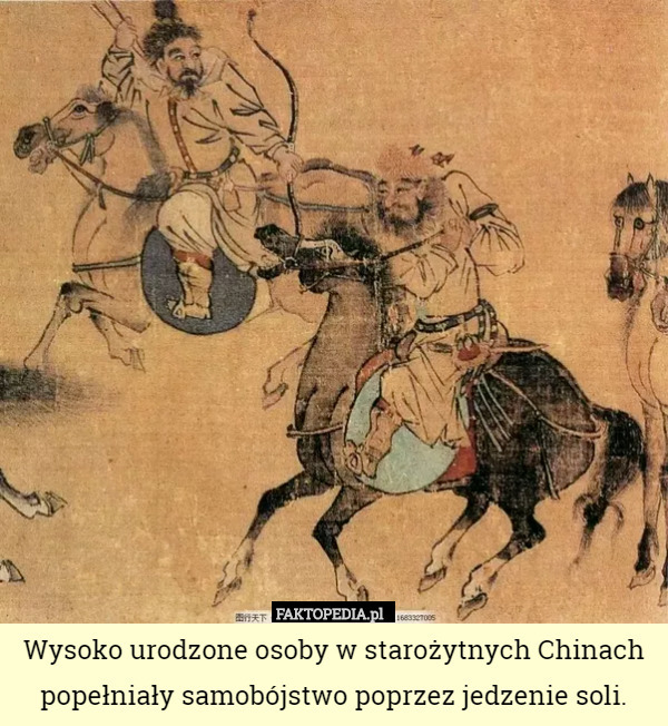 Wysoko urodzone osoby w starożytnych Chinach popełniały samobójstwo poprzez...