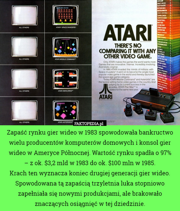 Zapaść rynku gier wideo w 1983 spowodowała bankructwo wielu producentów...