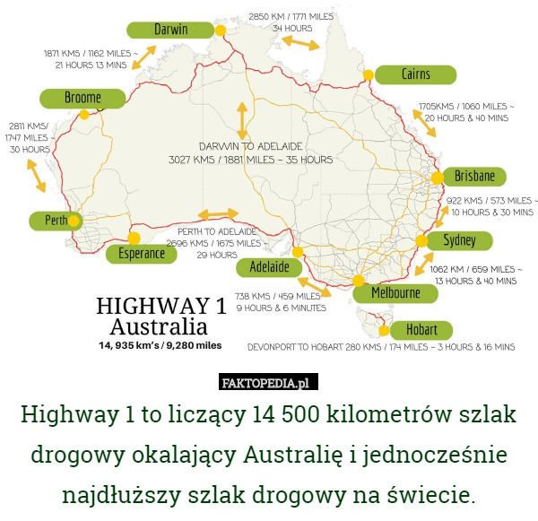 Highway 1 to liczący 14 500 kilometrów szlak drogowy okalający Australię...