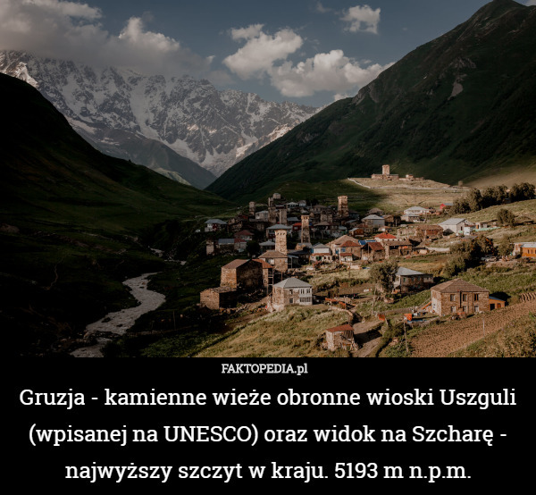 Gruzja - kamienne wieże obronne wioski Uszguli (wpisanej na UNESCO) oraz...