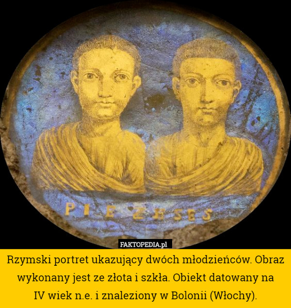Rzymski portret ukazujący dwóch młodzieńców. Obraz wykonany jest...