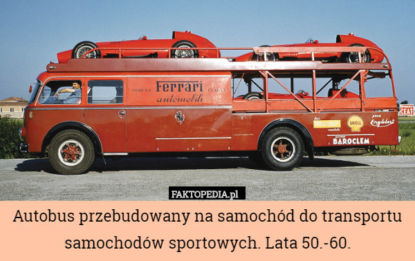 Autobus przebudowany na samochód do transportu samochodów sportowych. Lata...